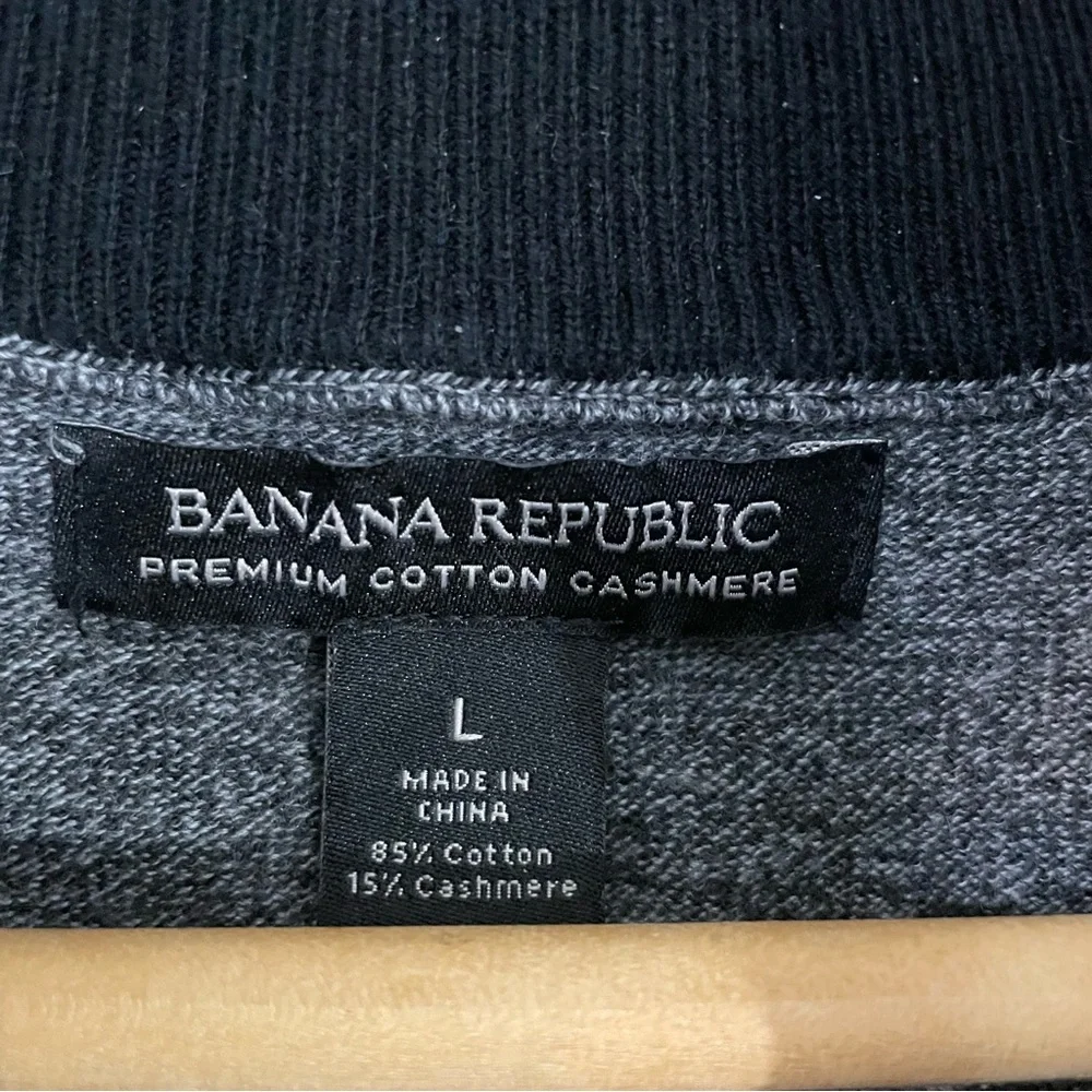 Banana Republic Gray and Black Cashmere Blend Quarter-Zip Sweater Size L
